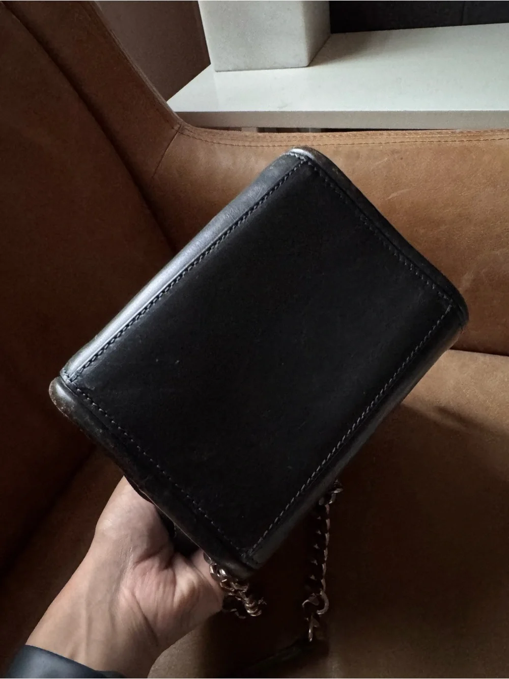 Jean Paul Gaultier Dark Green Leather Crossbody Chain Strap and short handles